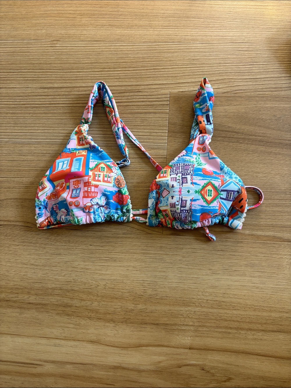 Colorful Printed Triangle Bikini Top